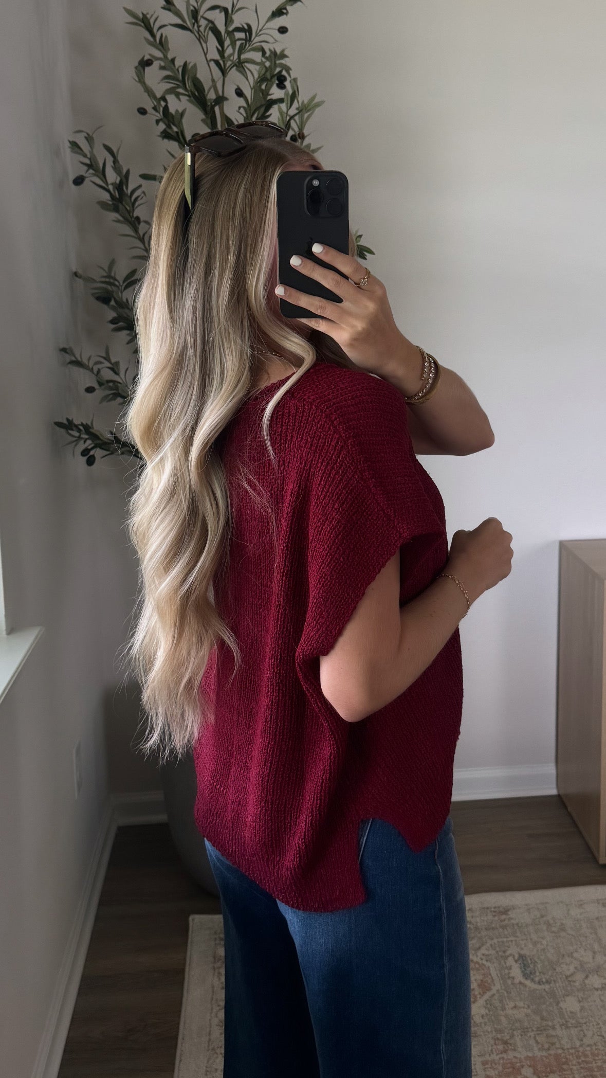 Sleeveless Popcorn Knit / Maroon