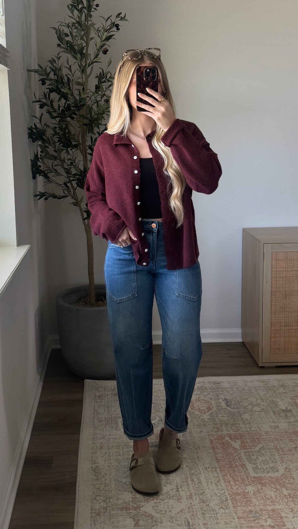Button Up Cardigan / Burgundy