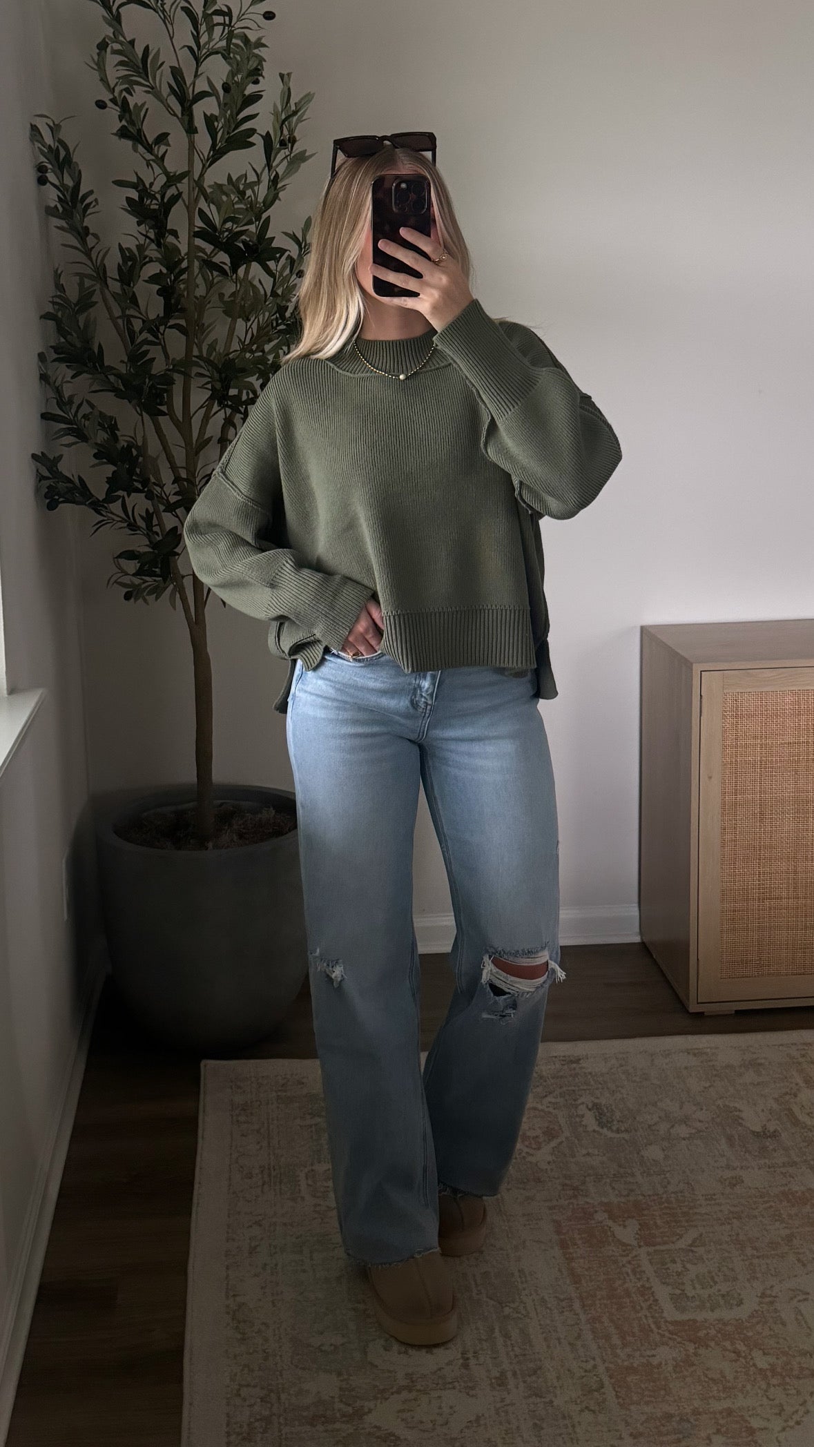 Cropped Essential Knit / Olive