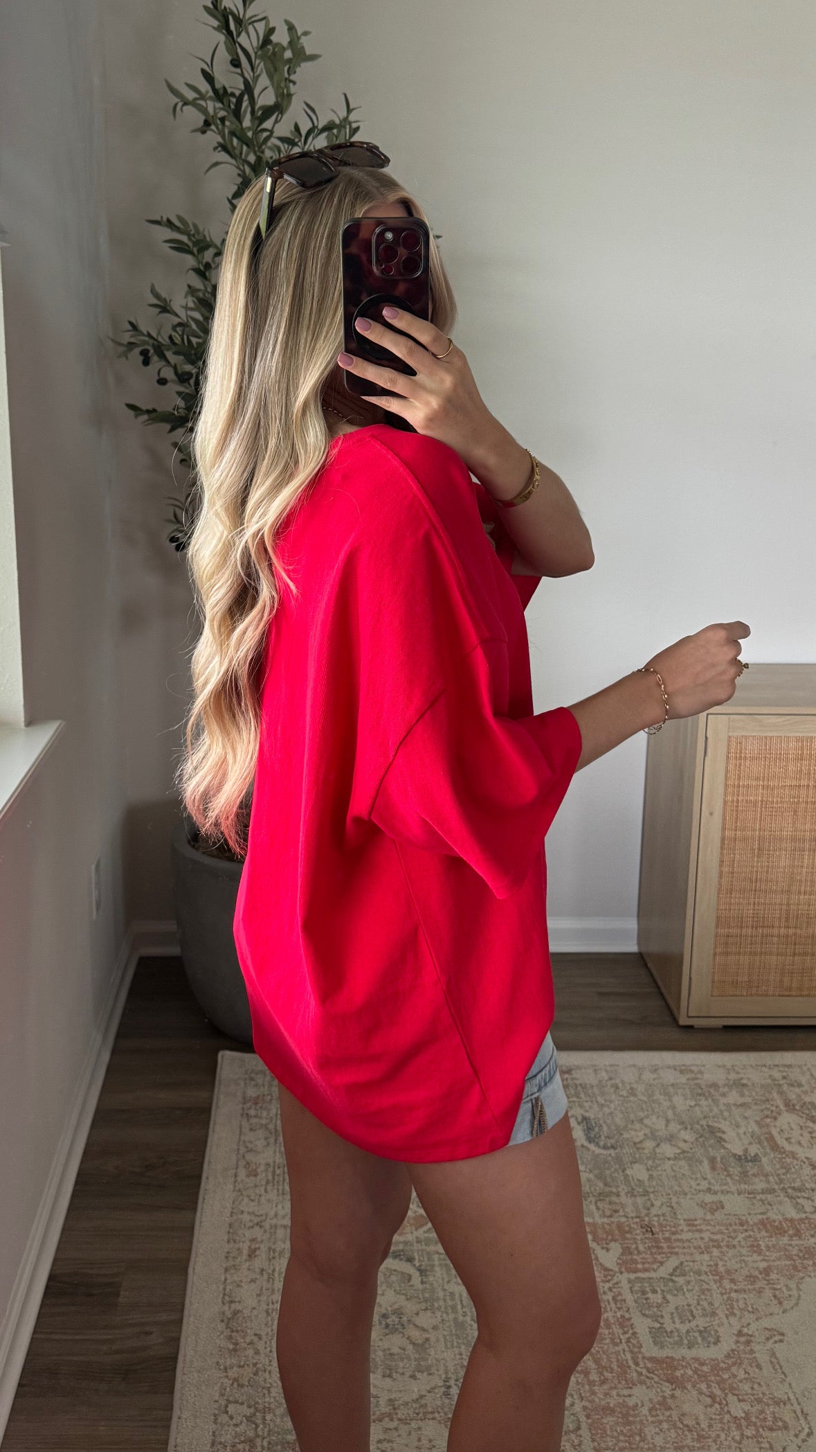Oversized Cotton Tee / Red