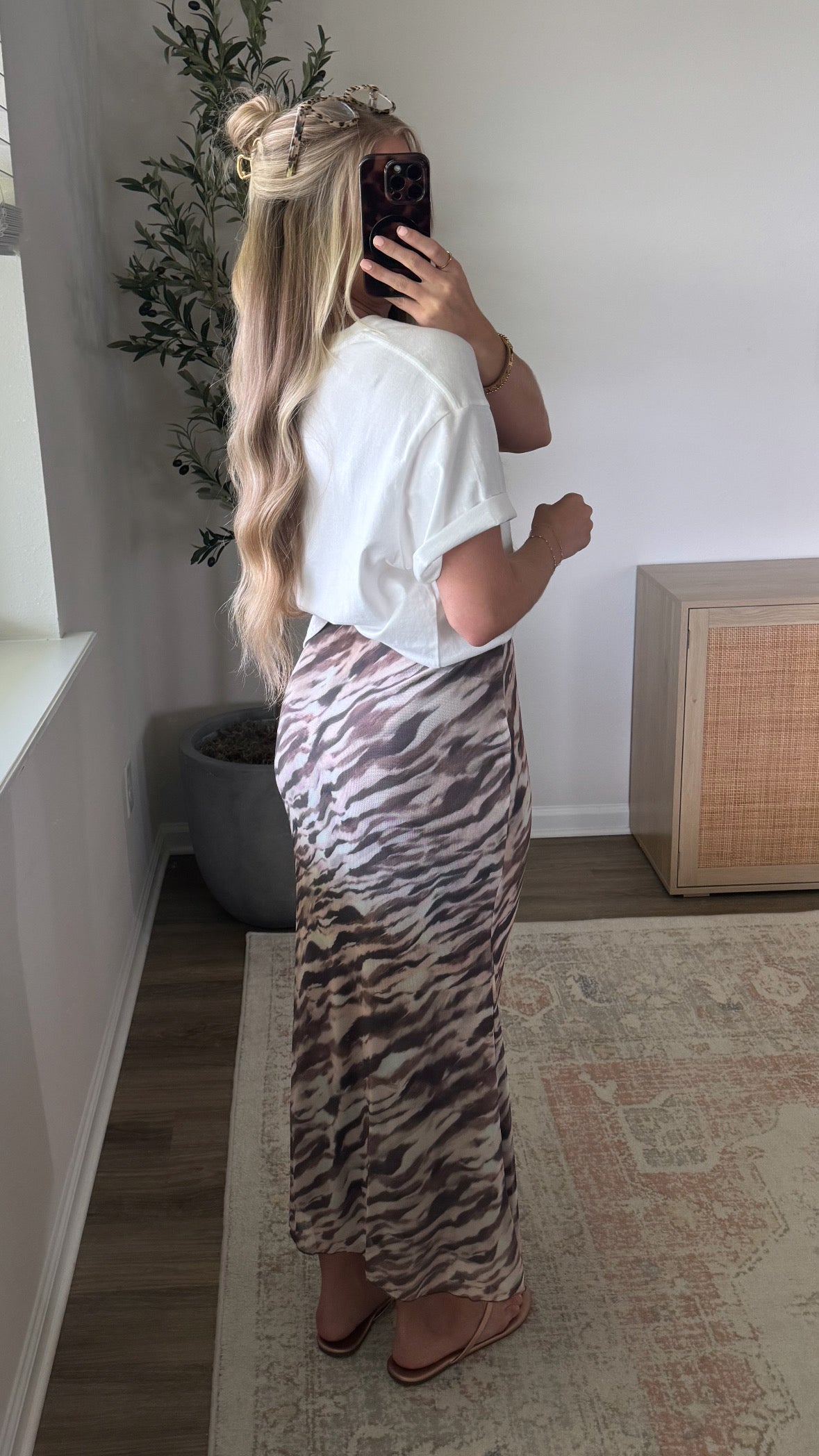 Mesh Midi Skirt / Tiger Print