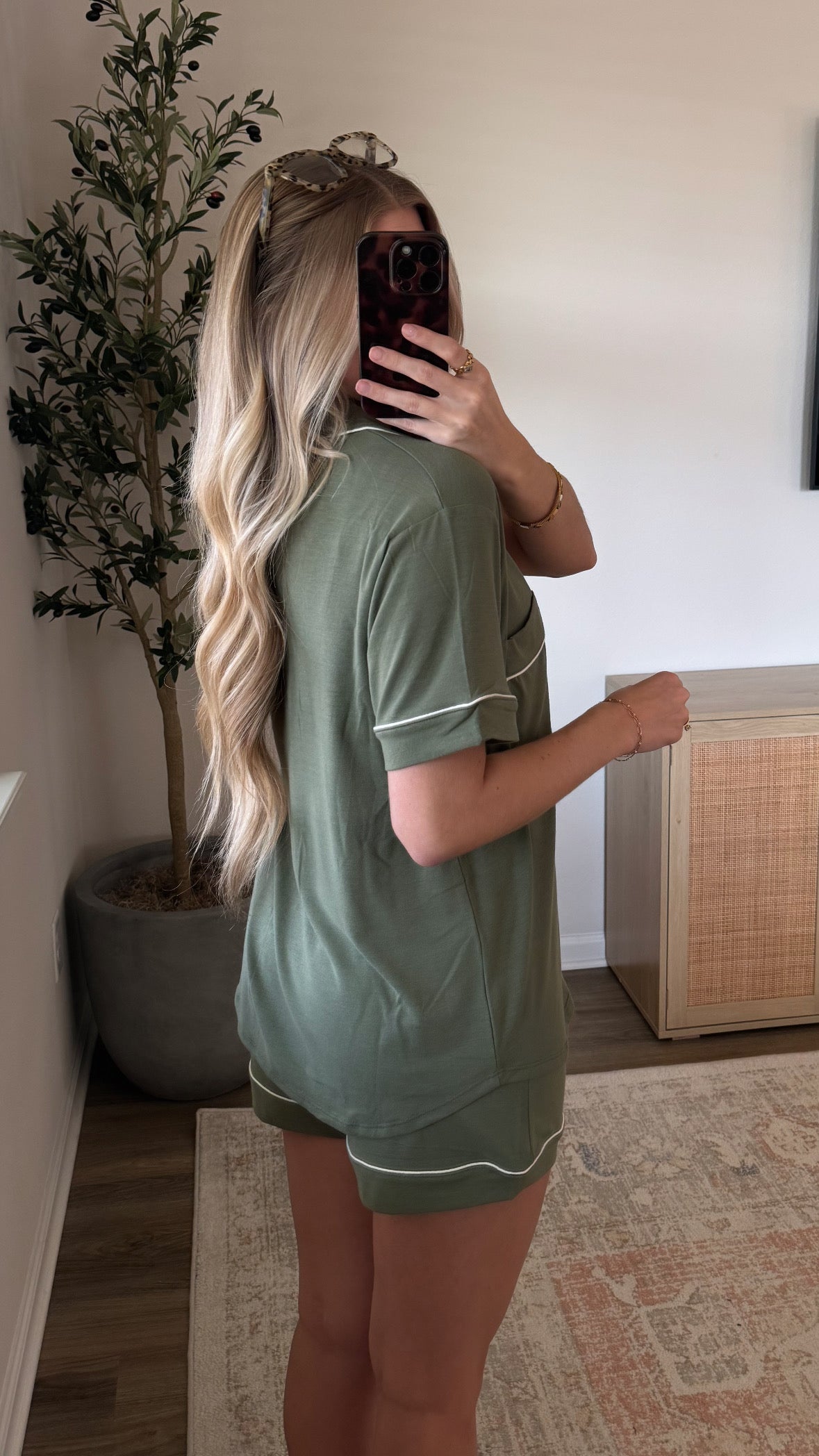 Butter Pajama Shorts Set / Green