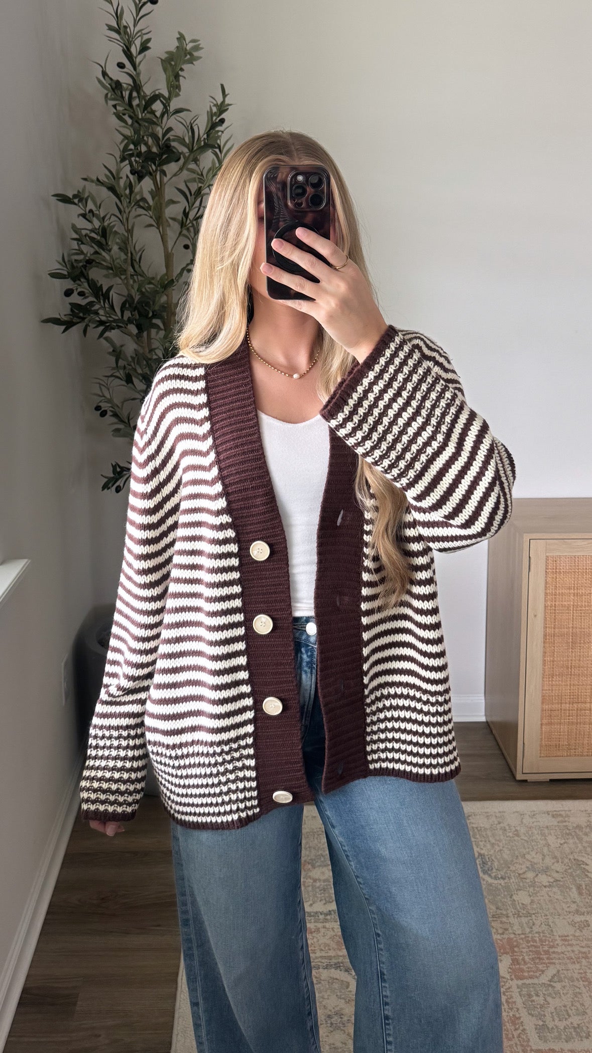 Blake Striped Cardigan / Brown