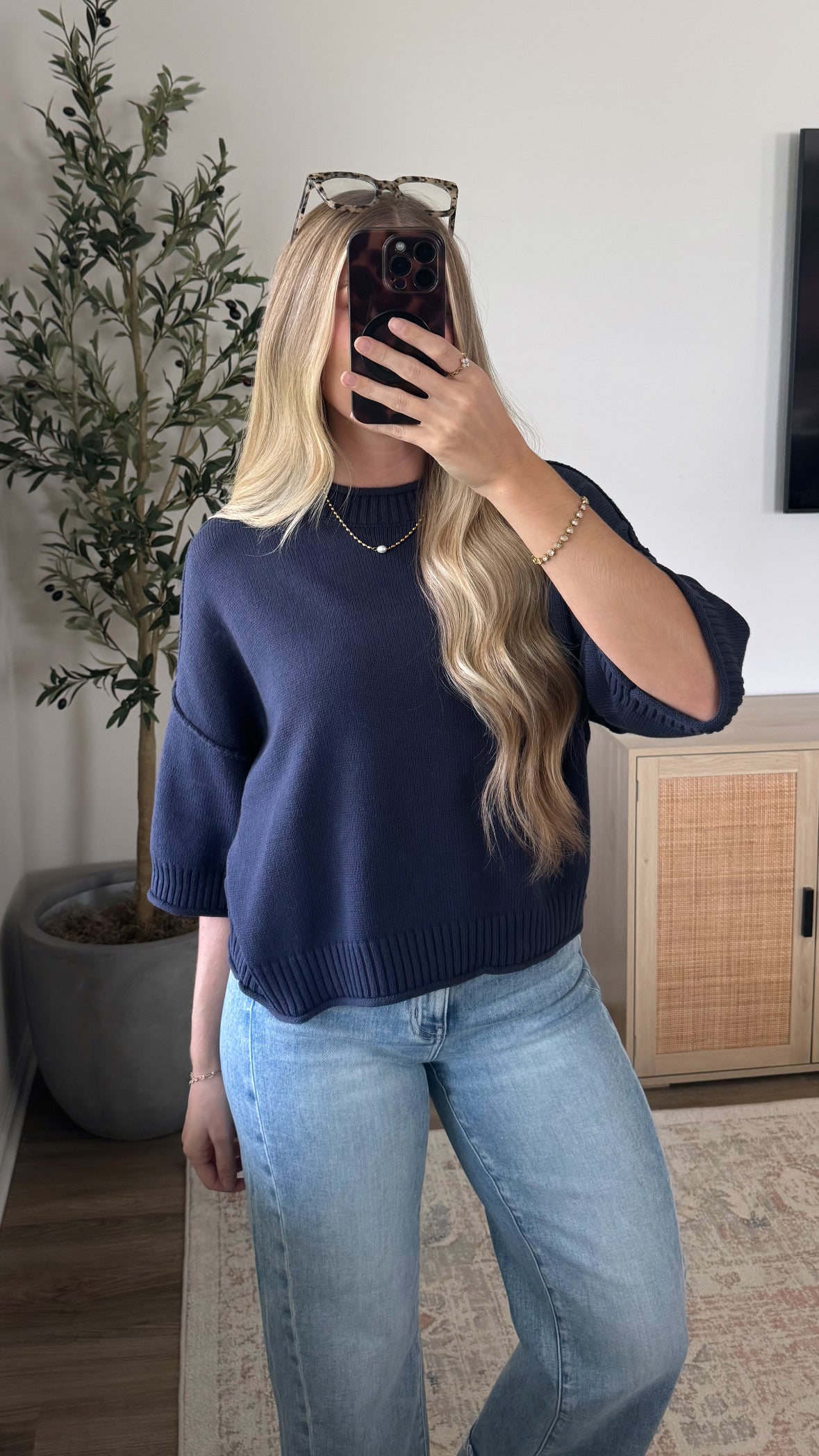 Autumn Short Sleeve Knit / Navy