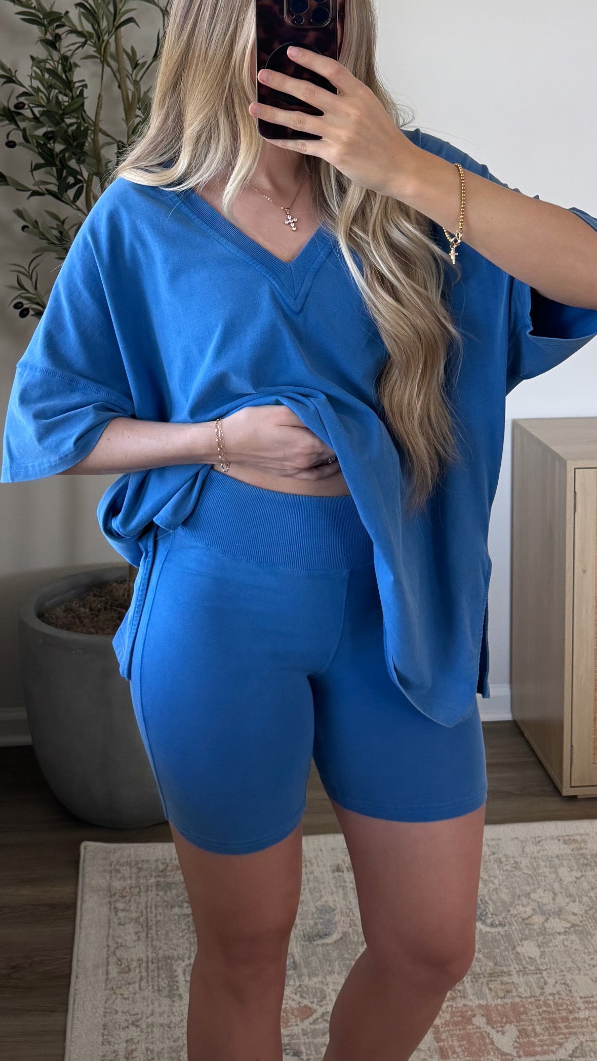 Cotton Biker Shorts Set / Cobalt Blue