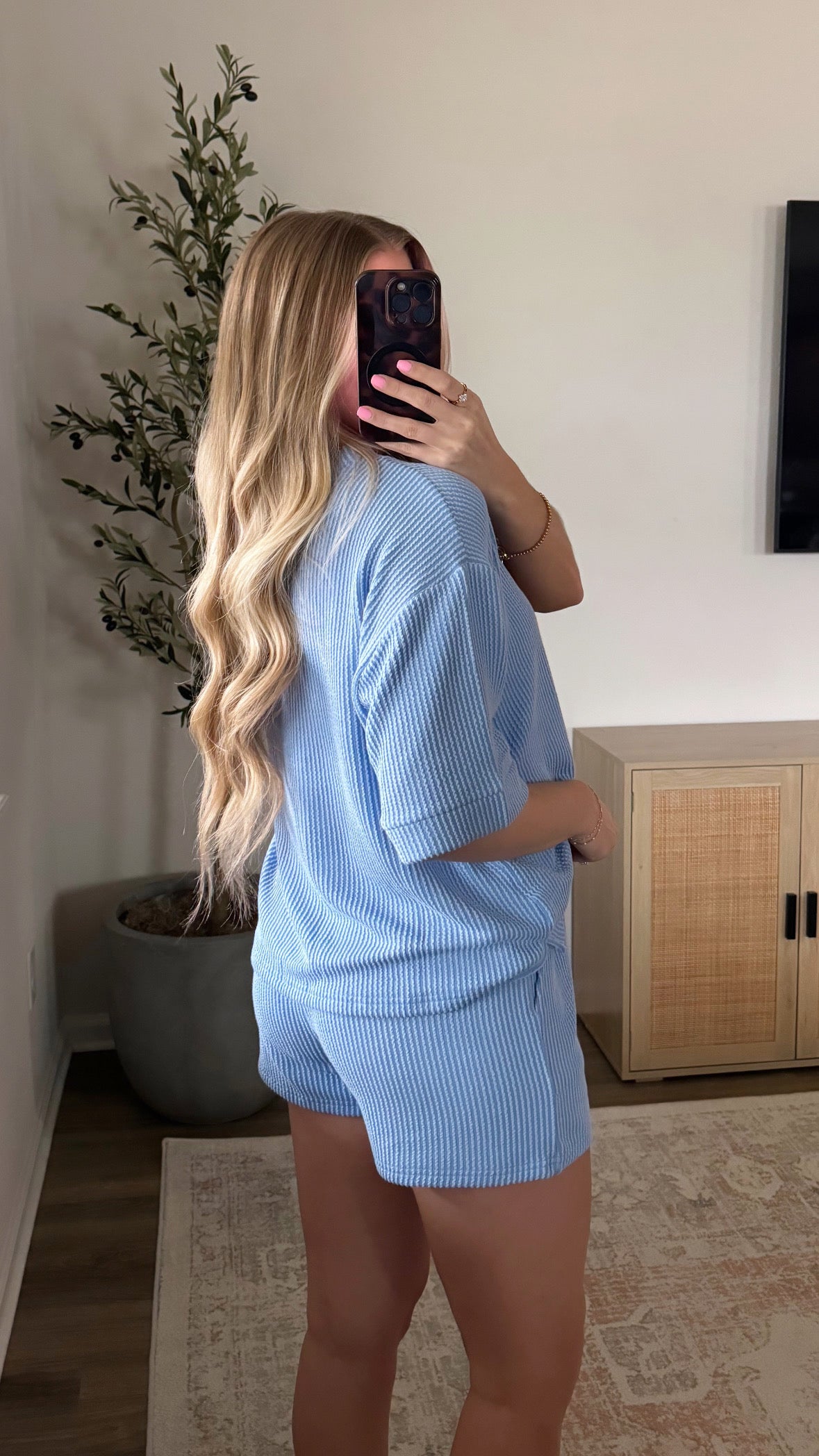 Ribbed Lounge Set / Light Blue