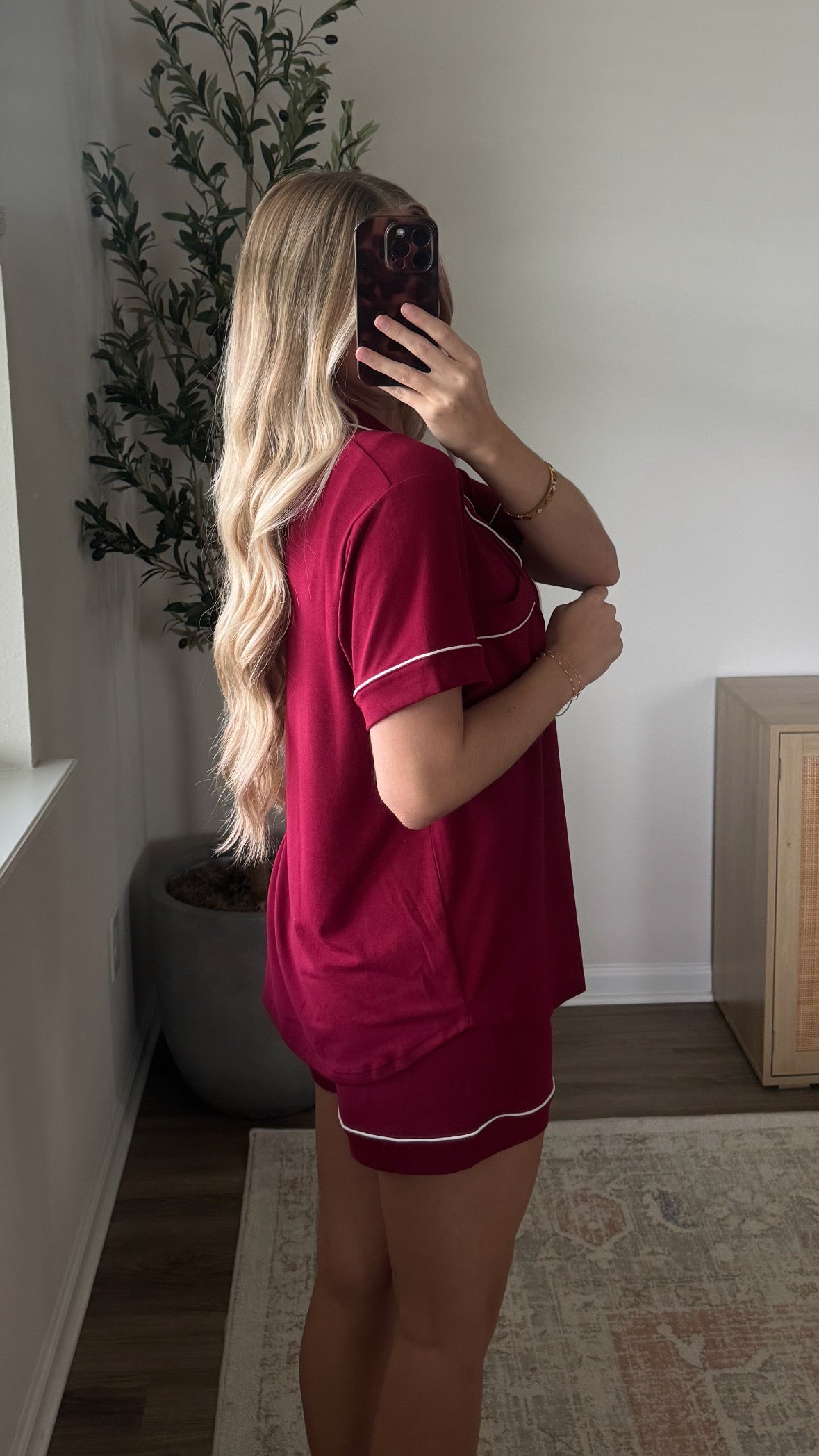 Butter Pajama Shorts Set / Burgundy