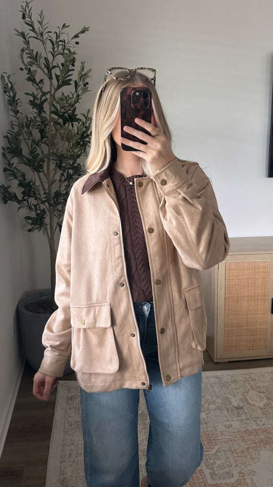 Faux Suede Barn Jacket / Tan