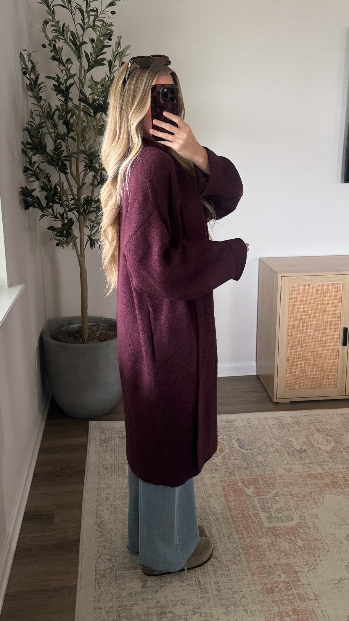 Skylar Longline Cardigan / Dark Cherry