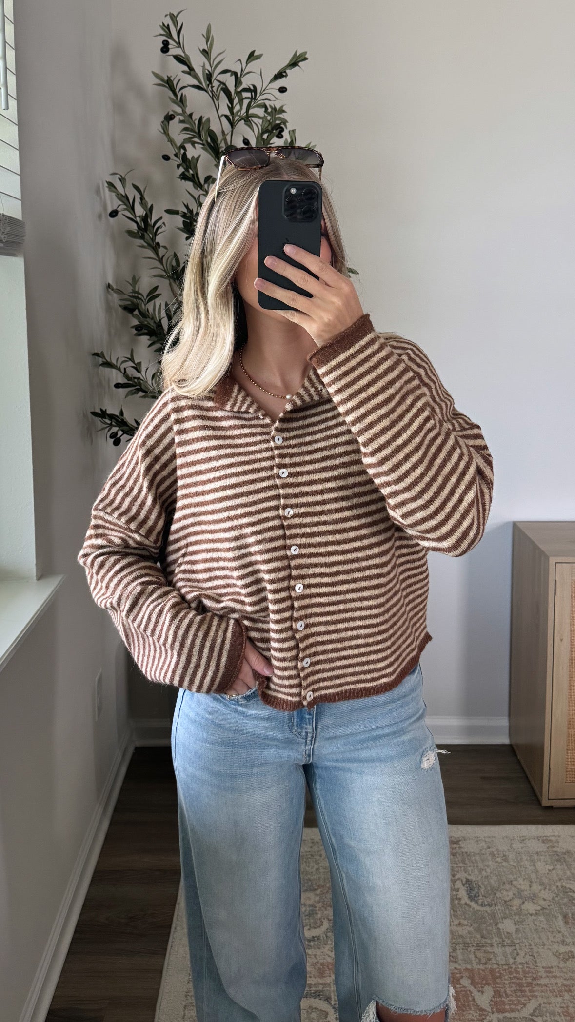 Bailey Striped Cardigan / Brown