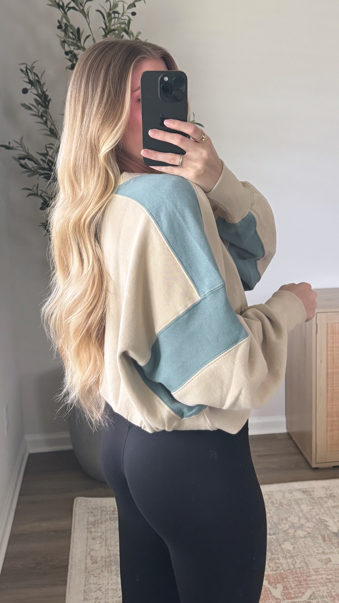 Blue + Tan Contrast Pullover