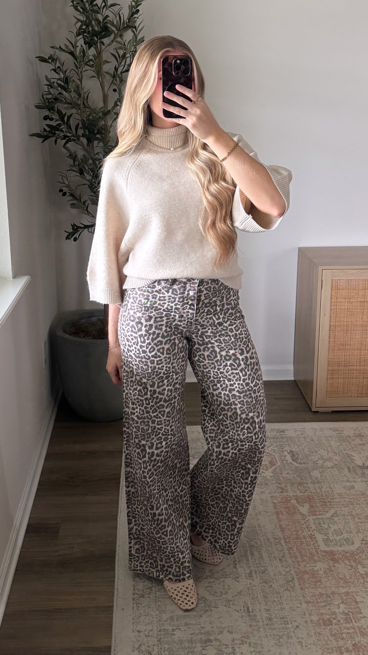 Leopard Wide Leg Jeans