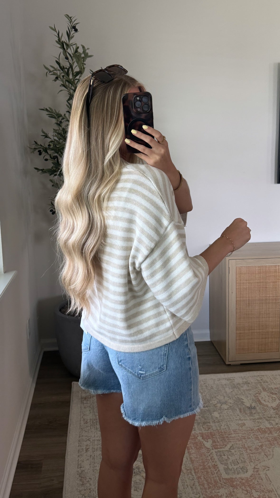 Natalie Striped Cardigan / Taupe