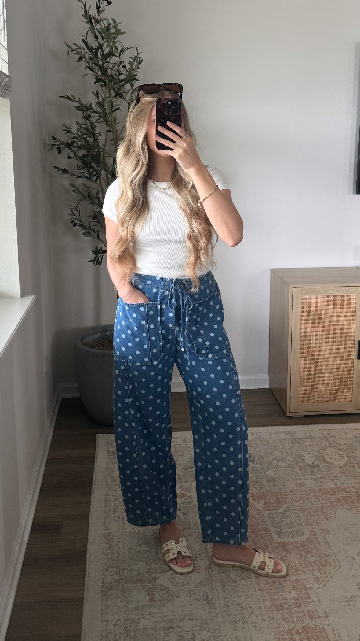 Polka Dot Barrel Pants / Denim