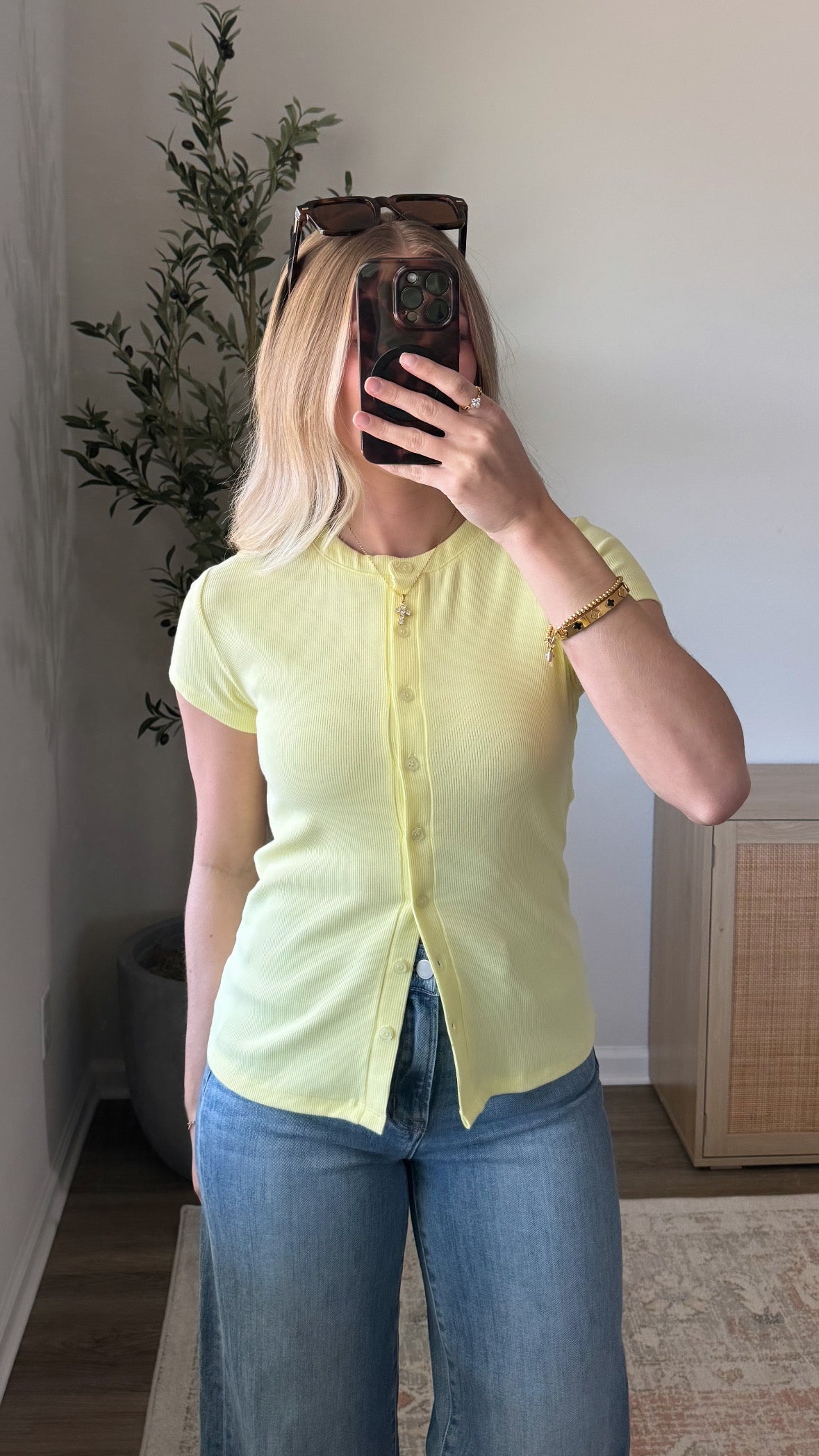 Rosie Button Down Top / Yellow