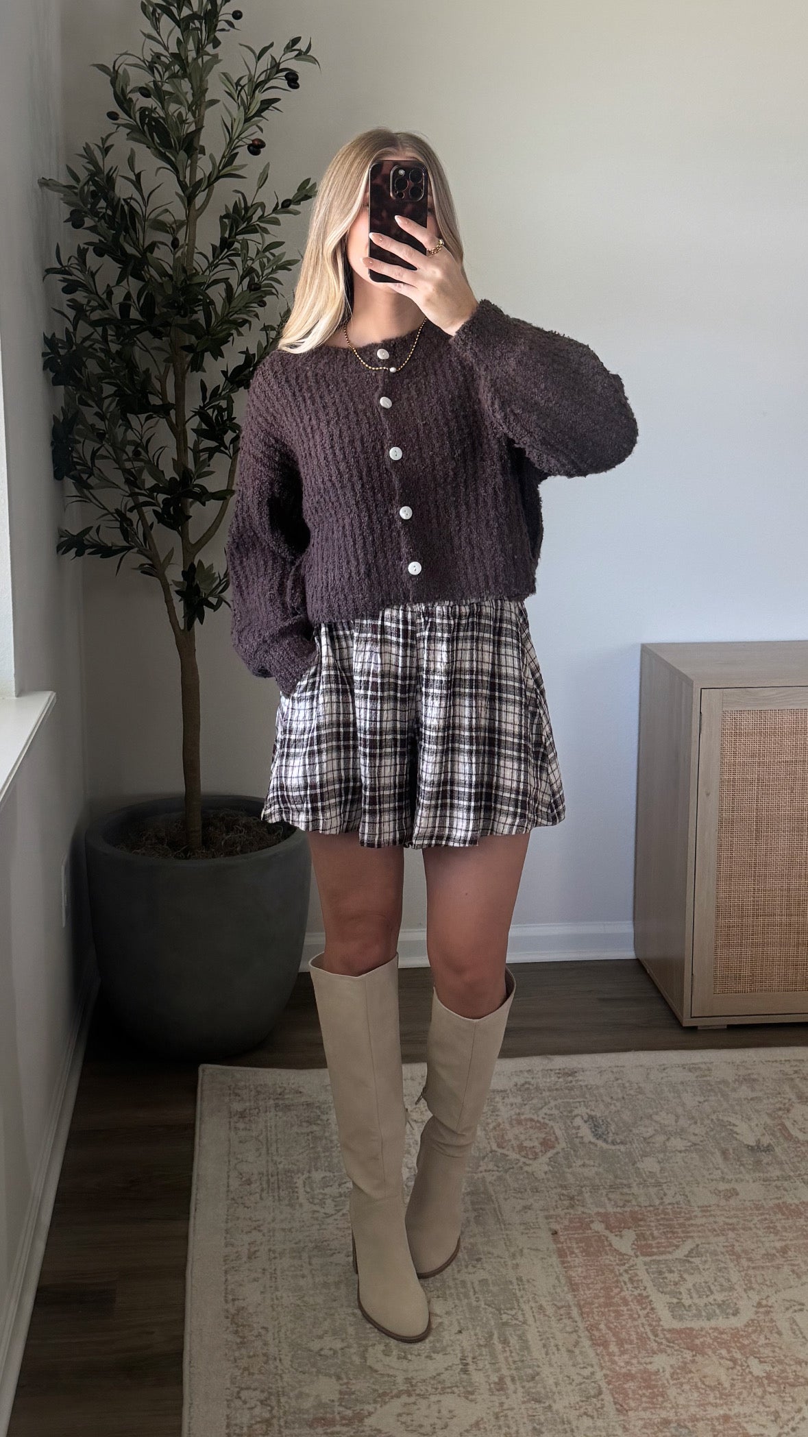 PREORDER (11/7) - Erika Plaid Shorts Set / Brown
