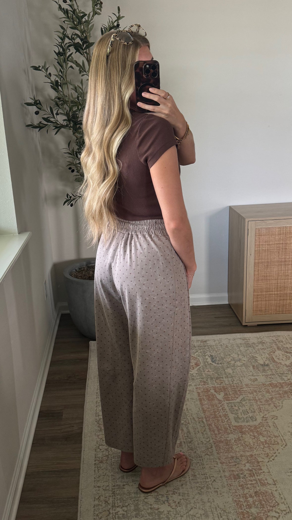 Polk Dot Barrel Pants / Brown