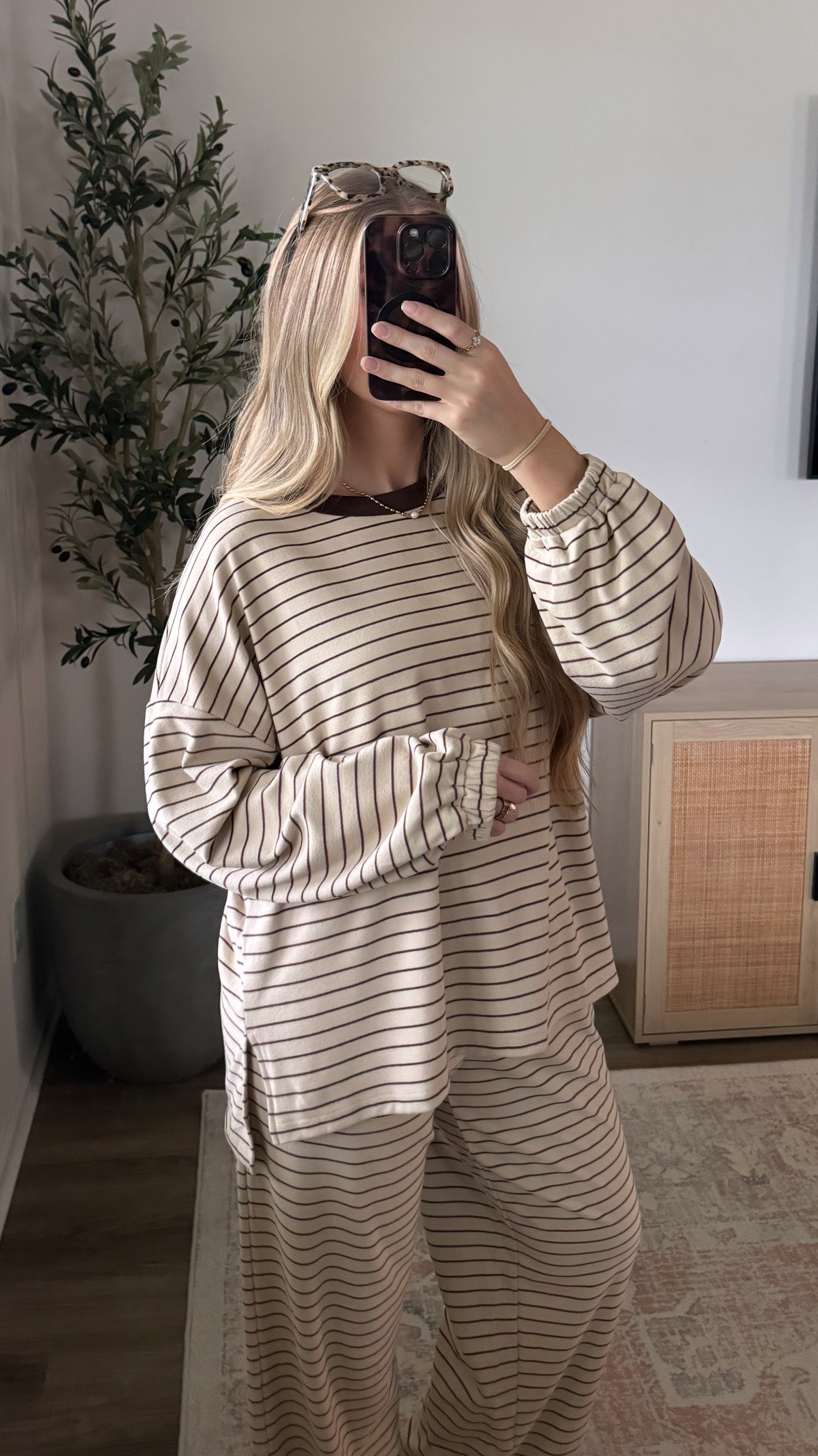 Emma Striped Set / Tan + Brown