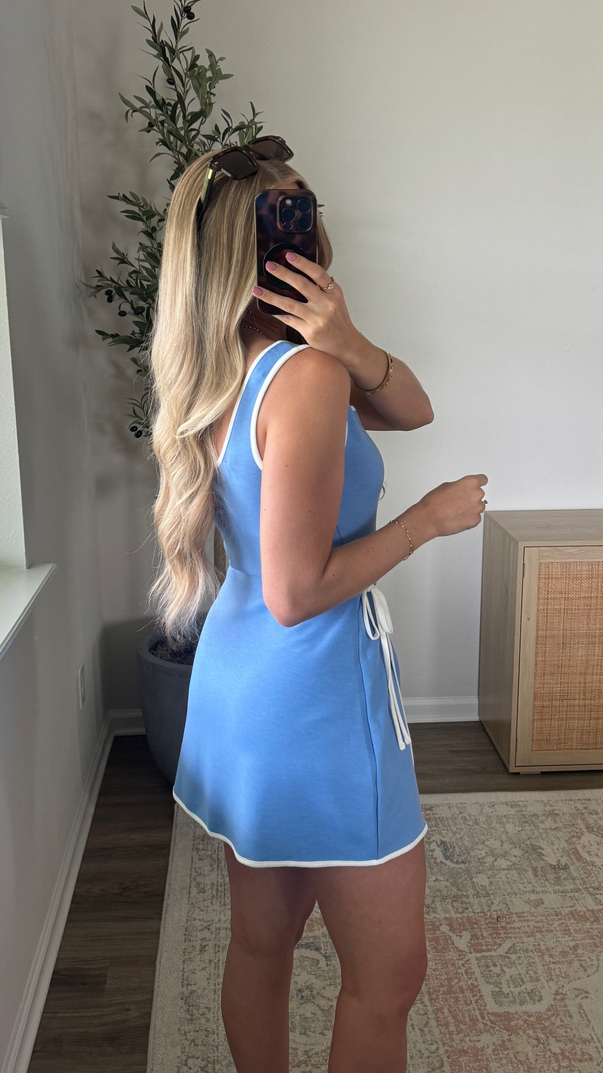 Scuba Wrap Romper Dress / Light Blue