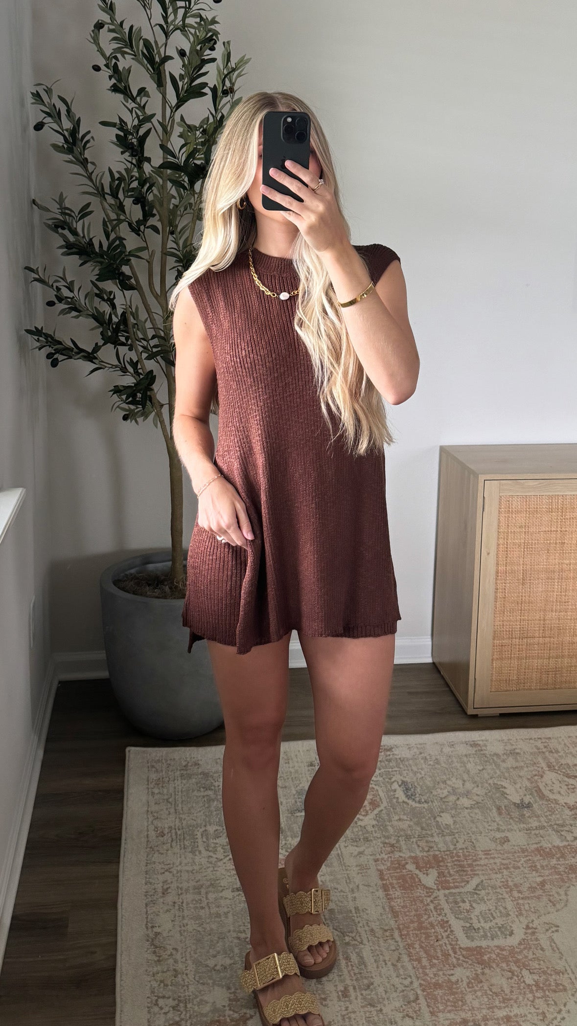 Side Slit Sweater Set / Cocoa