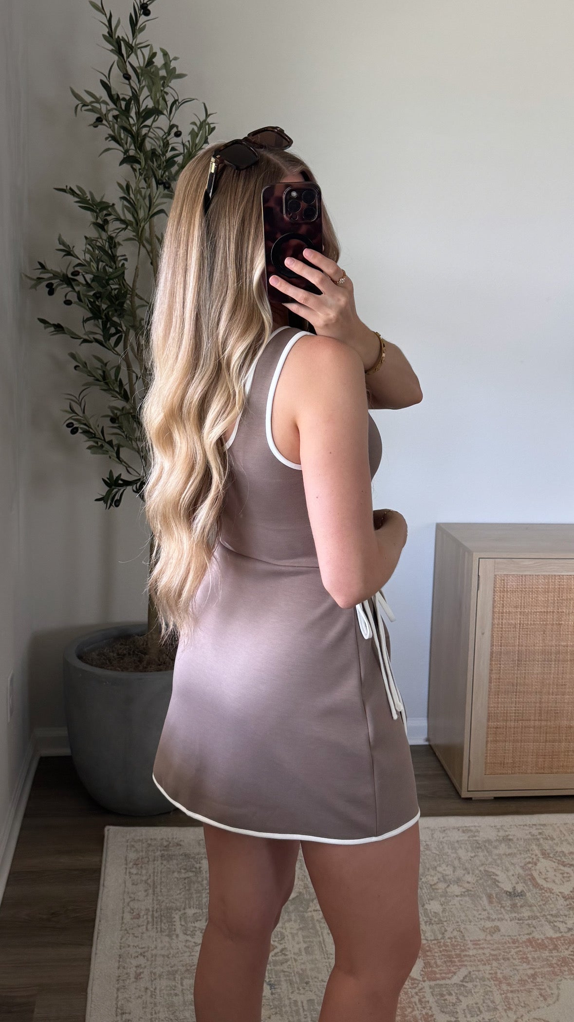 Scuba Wrap Romper Dress / Cocoa