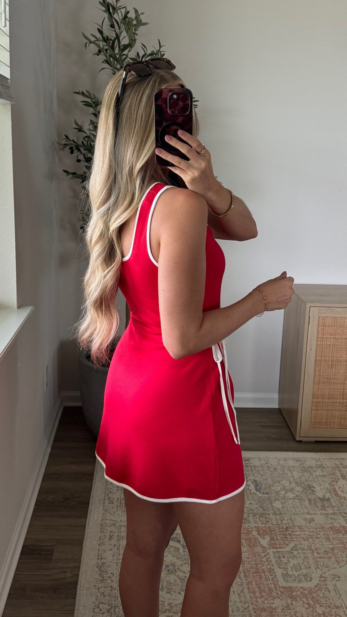 Scuba Wrap Romper Dress / Red