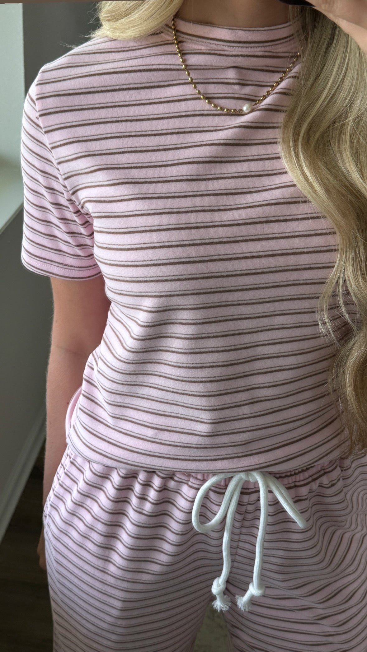 Lila Striped Pants Set / Pink