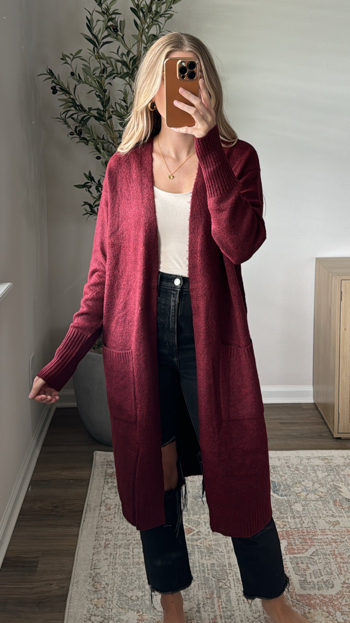 Burgundy longline cardigan hotsell