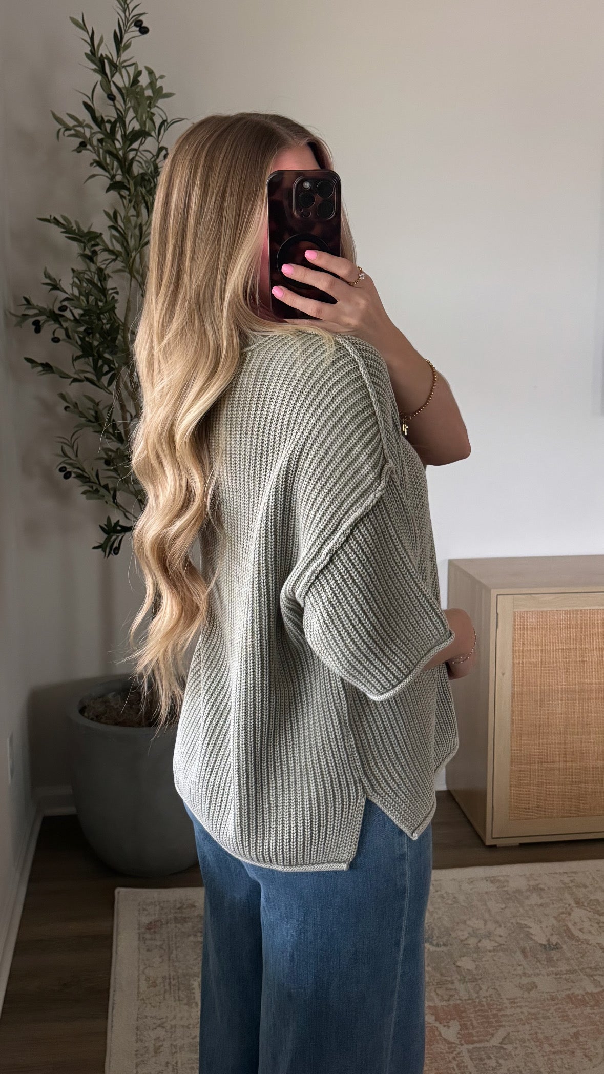 Vintage Short Sleeve Sweater / Dusty Olive