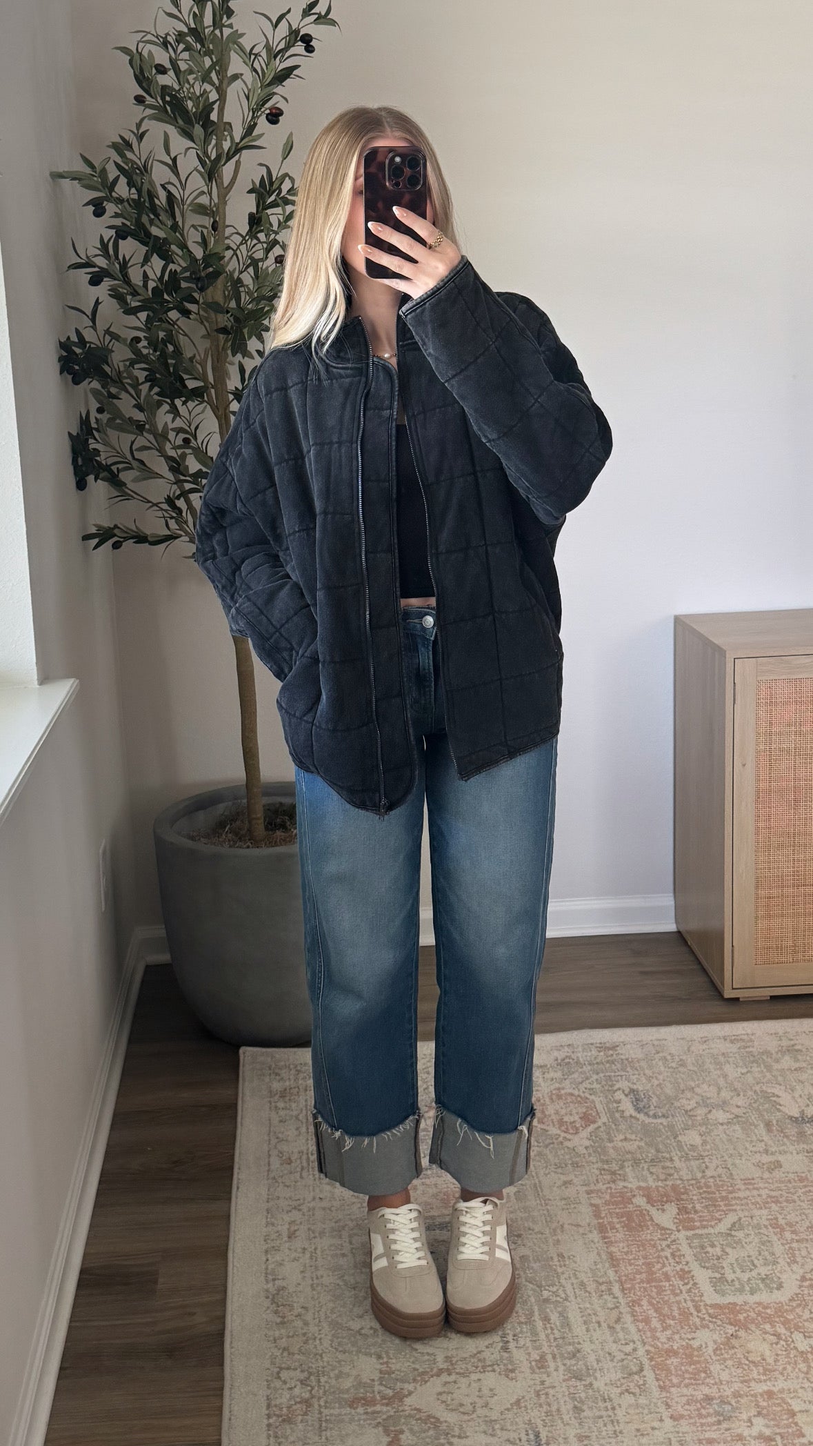 Oversized Quilted Jacket / Black