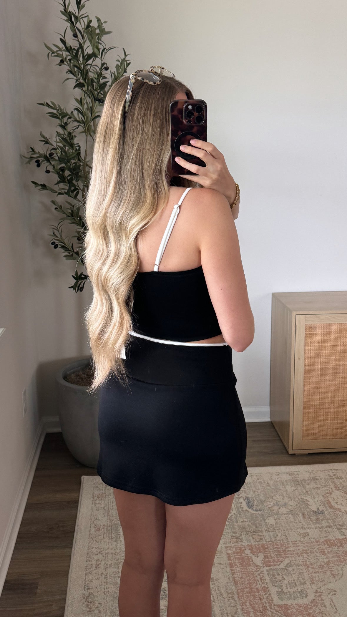 Contrast Scuba Skort Set / Black