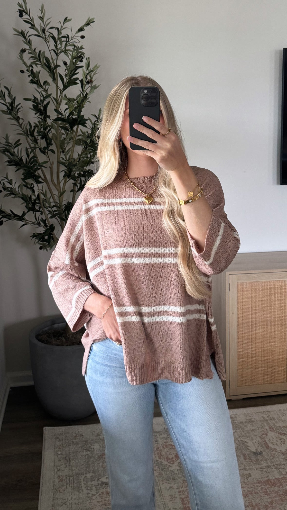 Alaina Striped Top / Taupe
