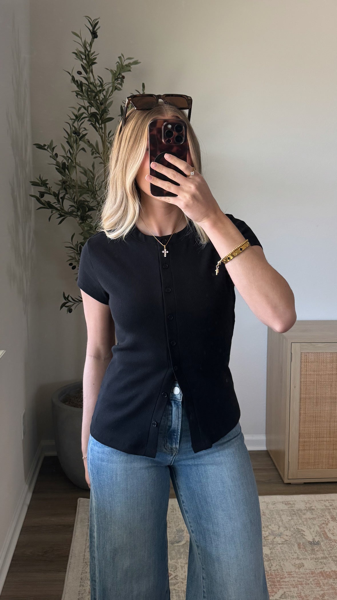 Rosie Button Down Top / Black