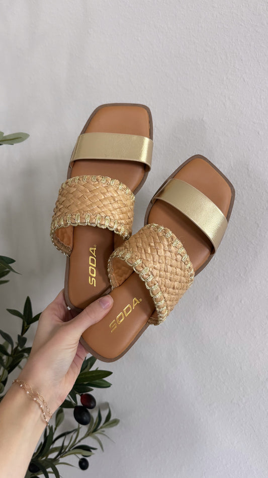 Lindsey Double Strap Sandals / Gold