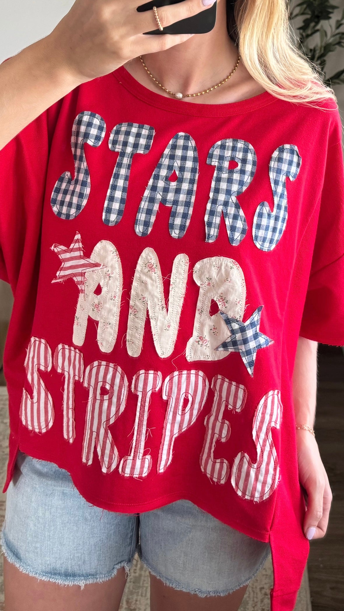 Oversized Stars + Stripes Tee / Red