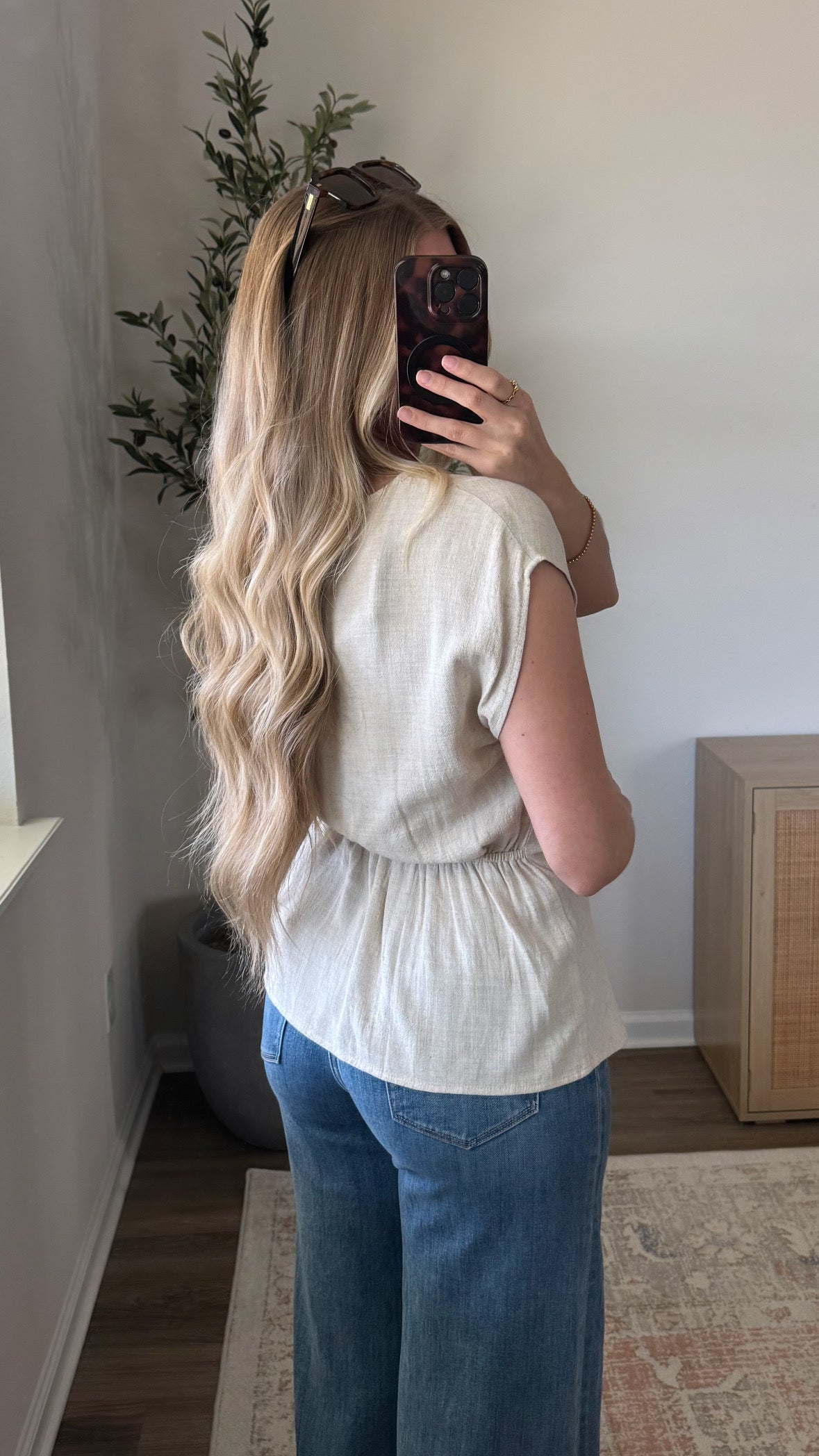 Linen Ruched Top / Oatmeal