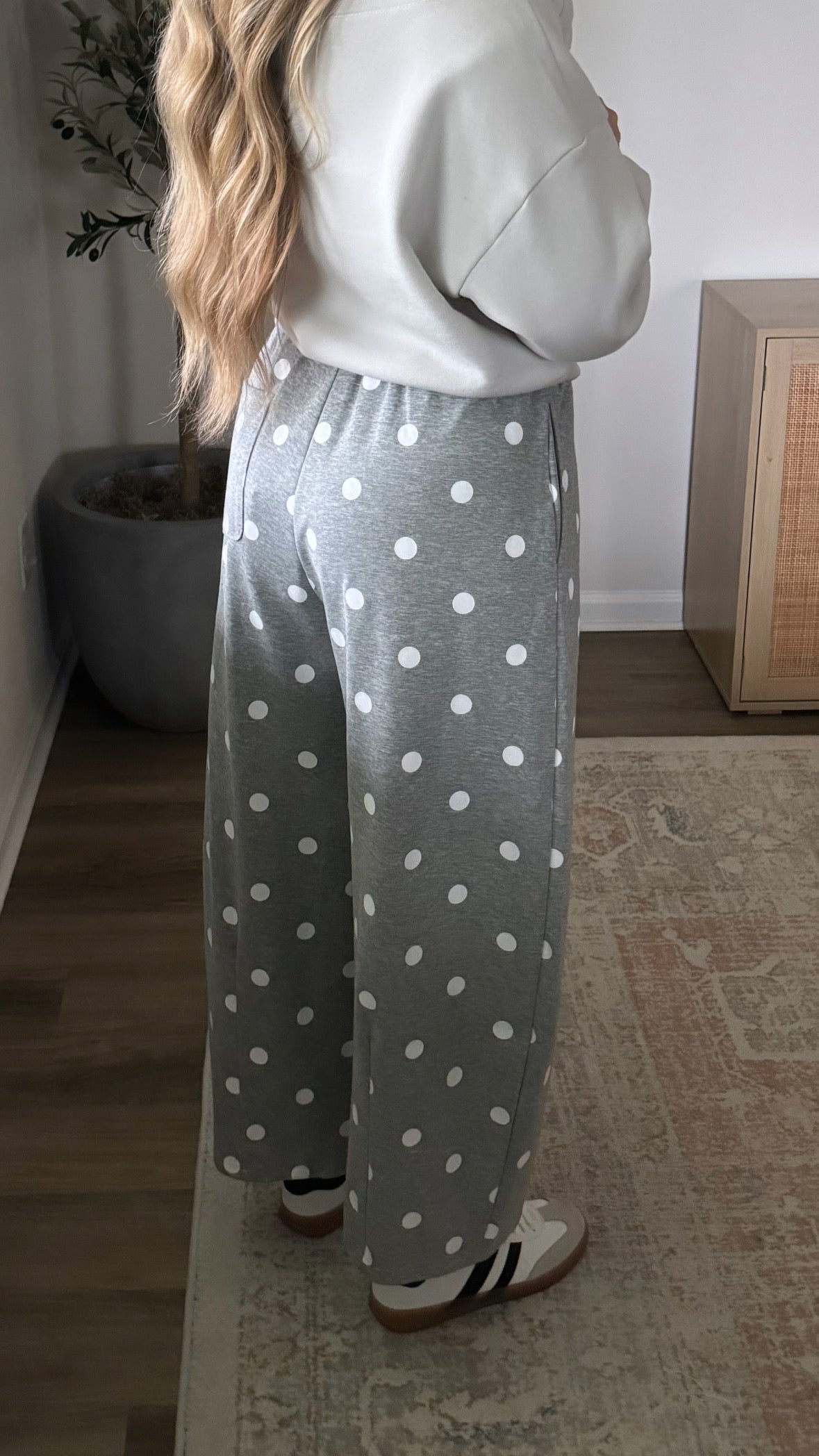 Polka Dot Barrel Sweats / Grey