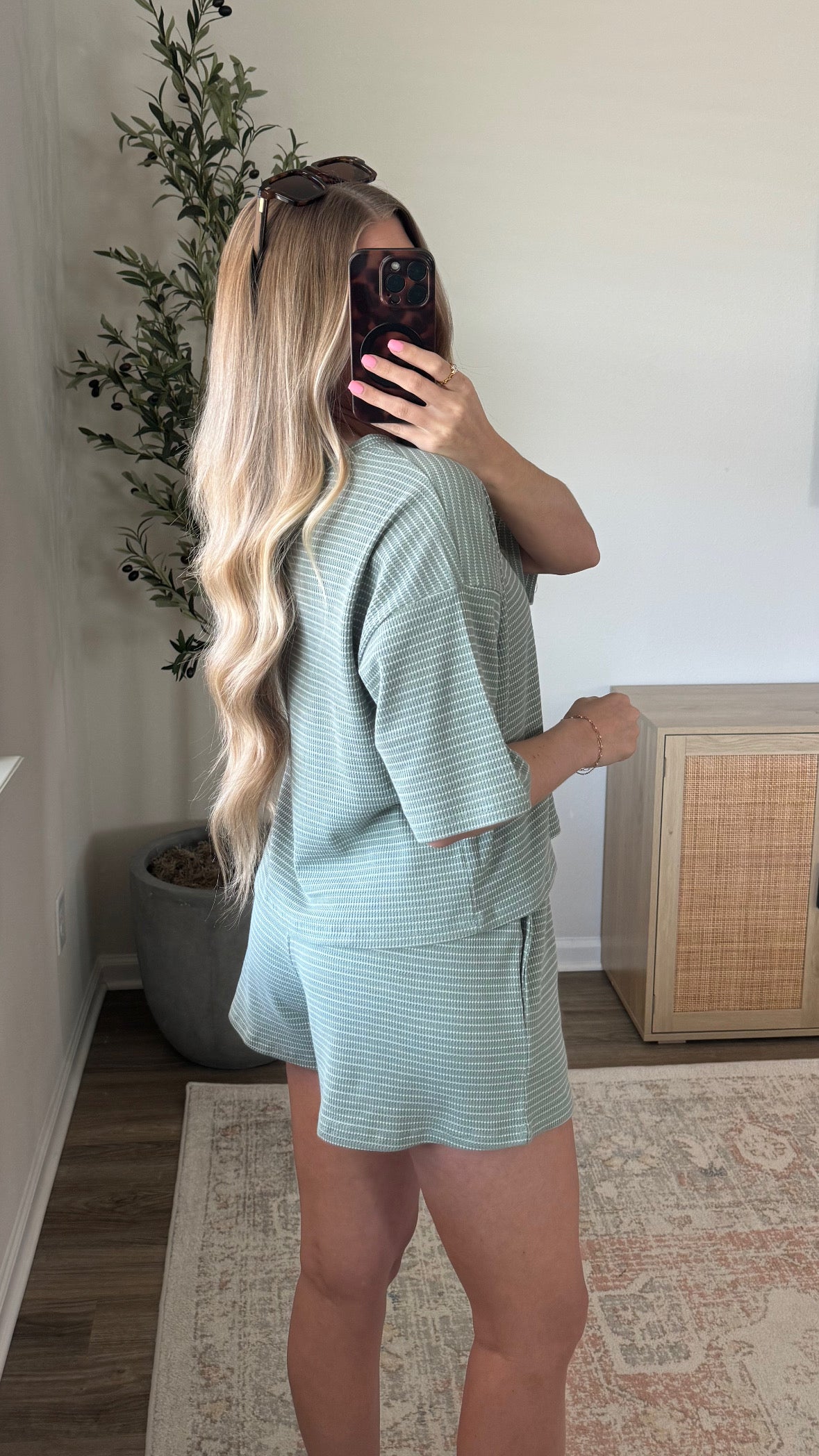 Sadie Striped Shorts Set / Sage