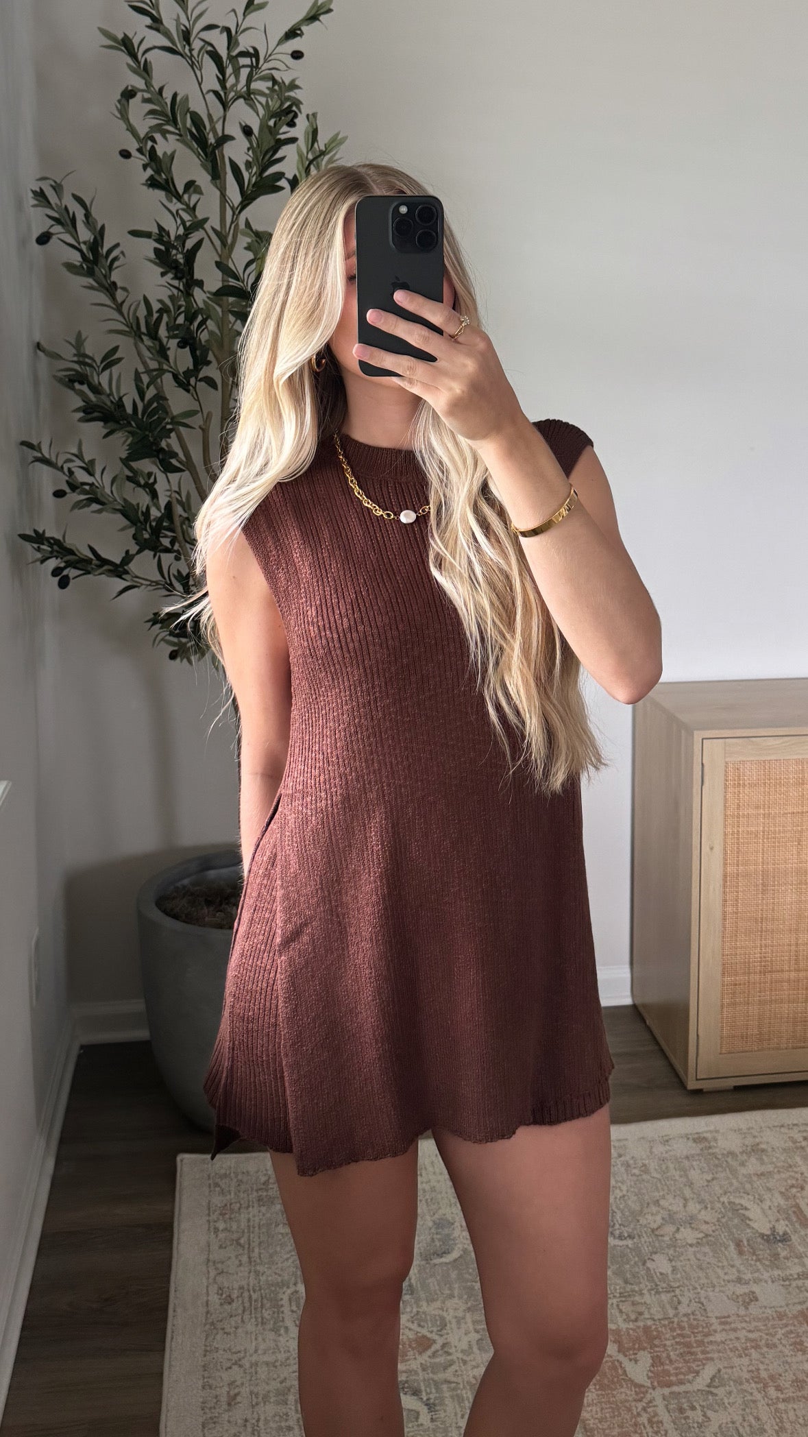 Side Slit Sweater Set / Cocoa