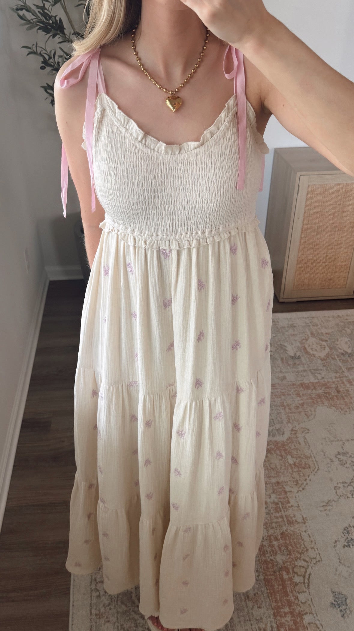 Lexi Embroidered Maxi Dress / Cream