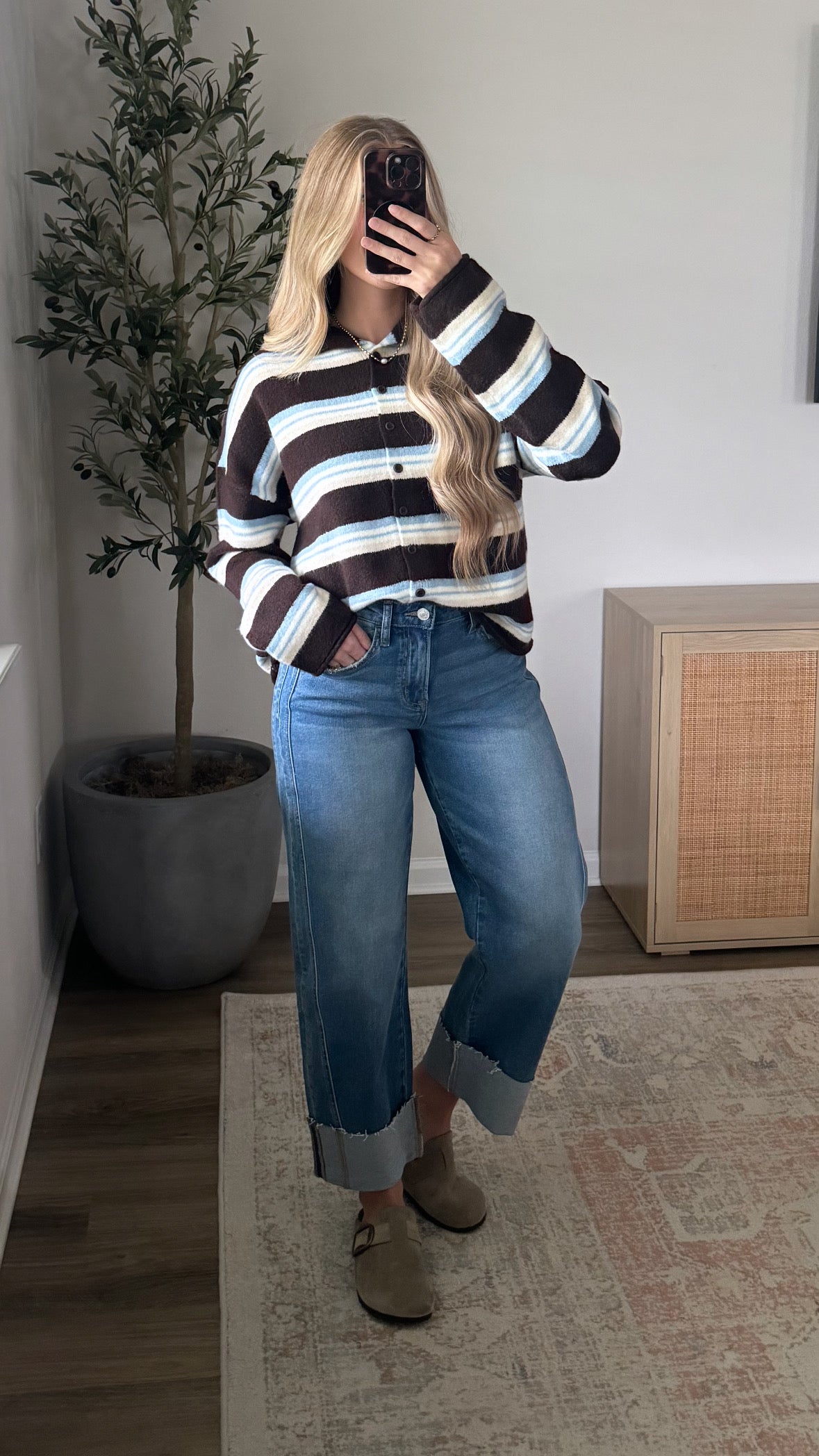 Heritage Striped Cardigan / Brown