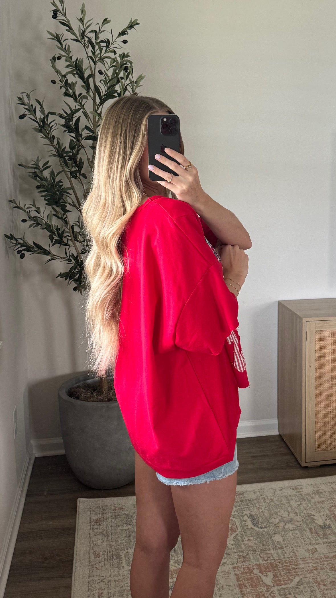 Oversized Stars + Stripes Tee / Red