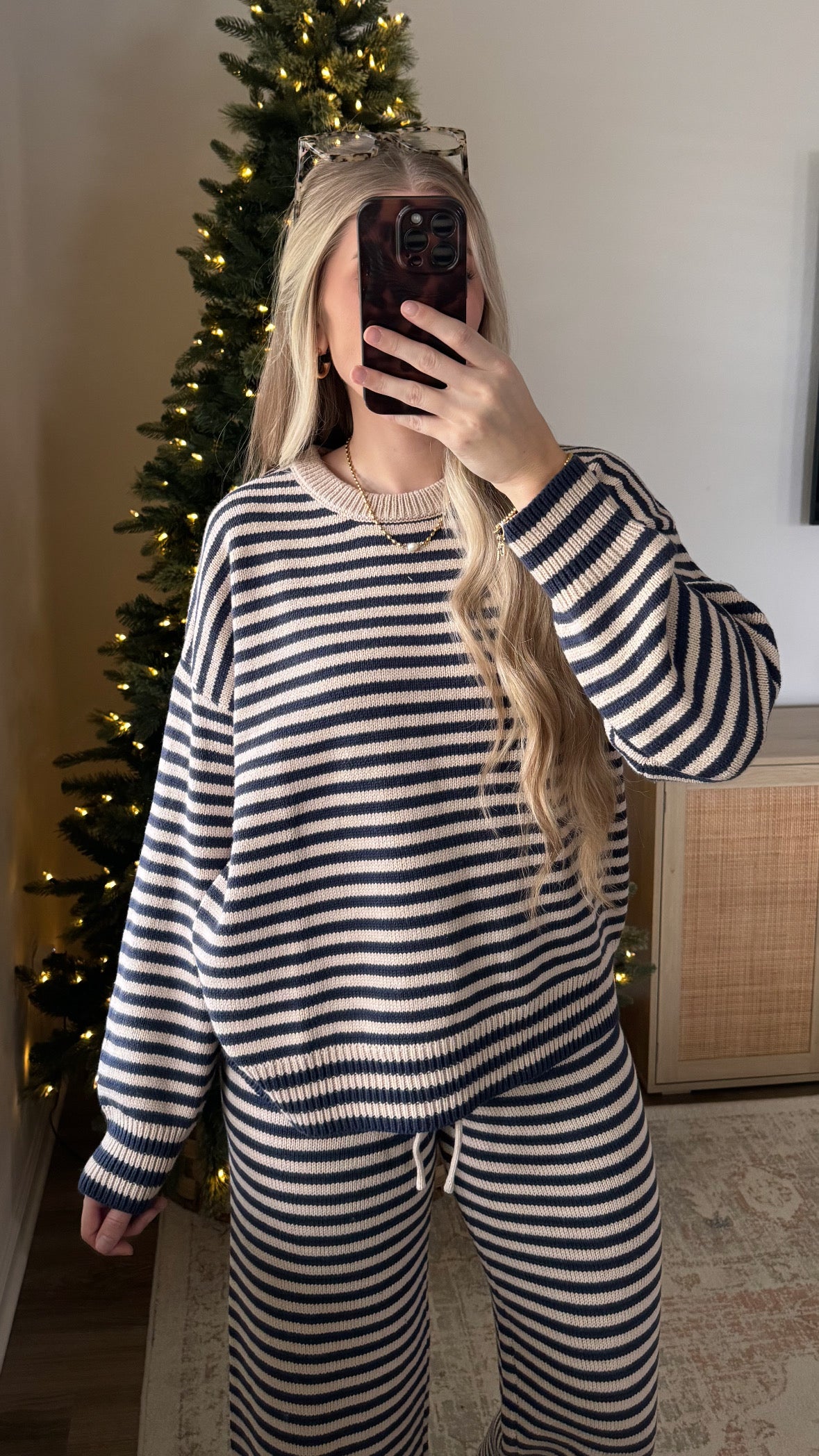 Blueberry Knit Striped Set