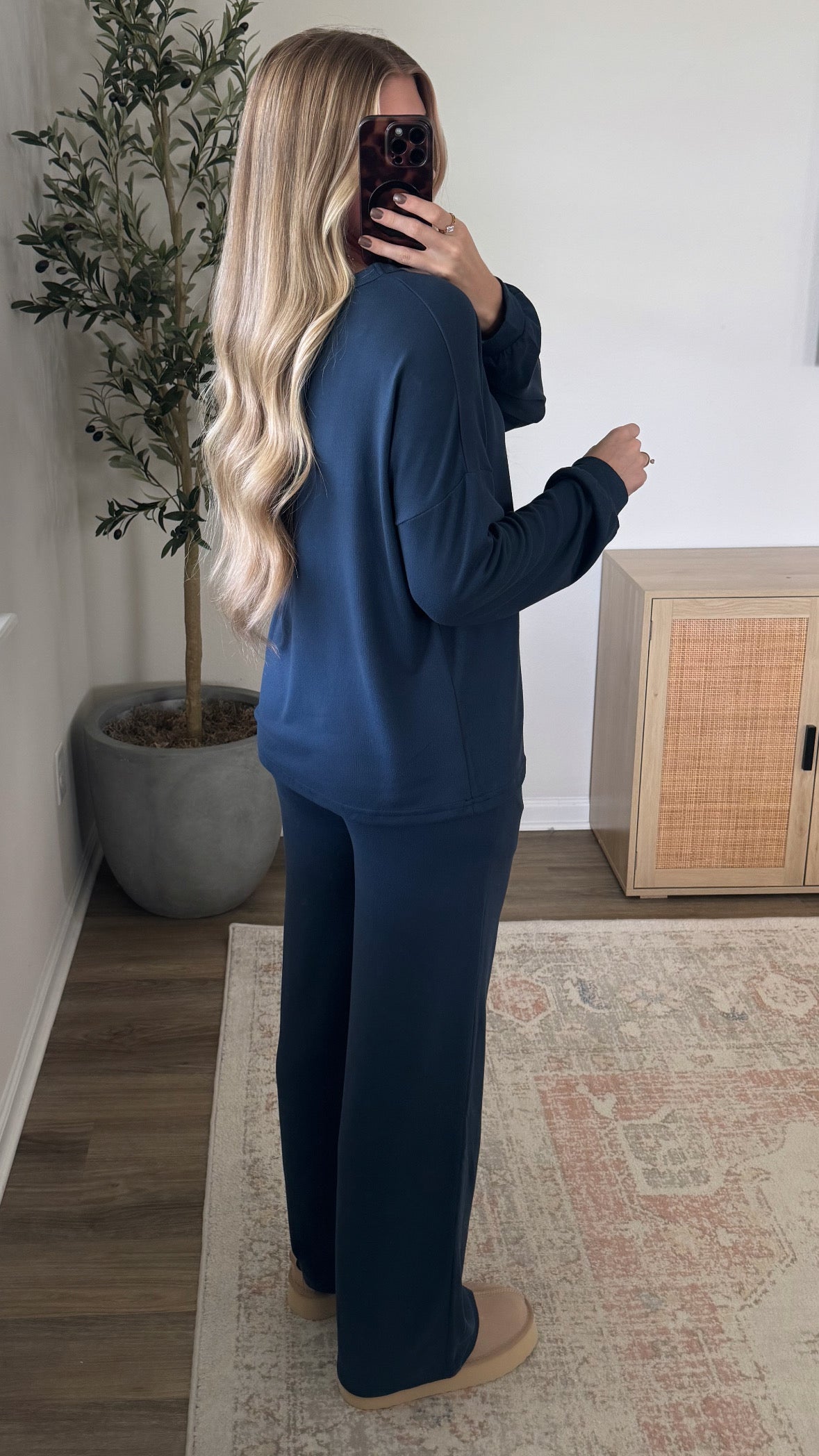 Lux Lounge Long Sleeve Set / Navy