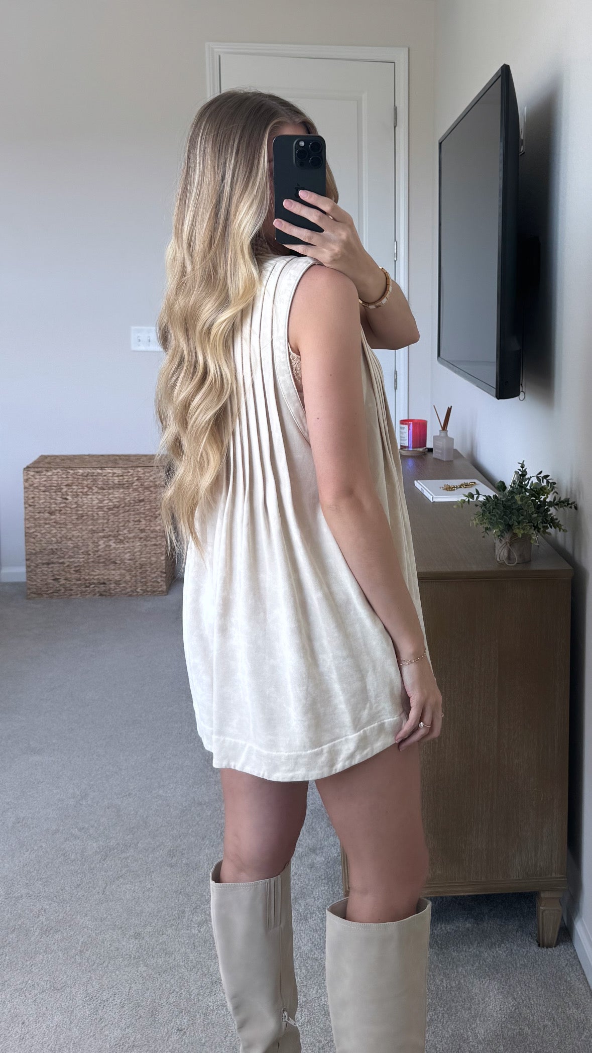 Paisley Pleated Romper / Cream