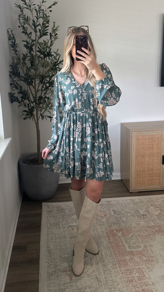 Sierra Floral Dress / Green