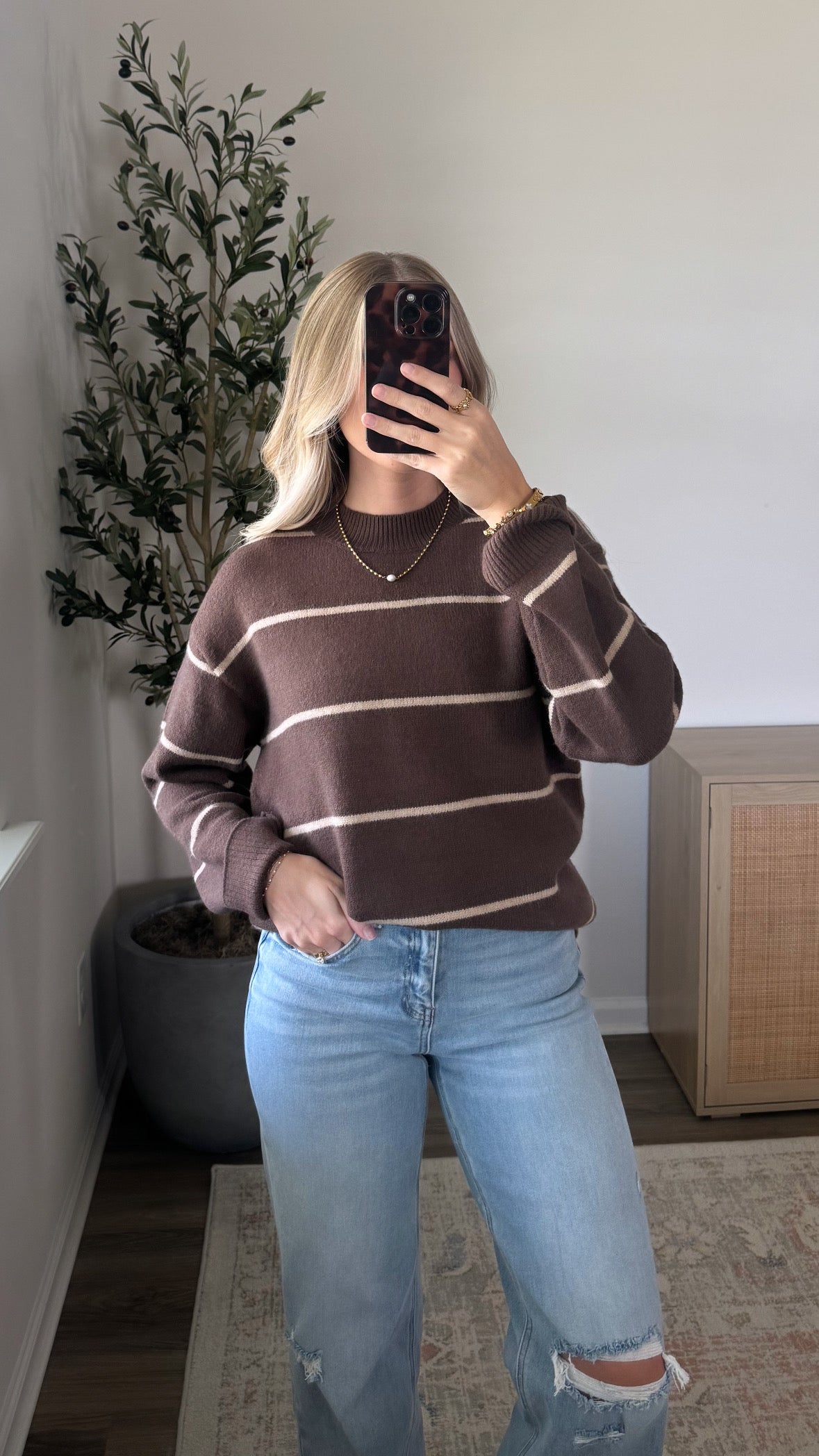 Coffee + Cream Striped Sweater