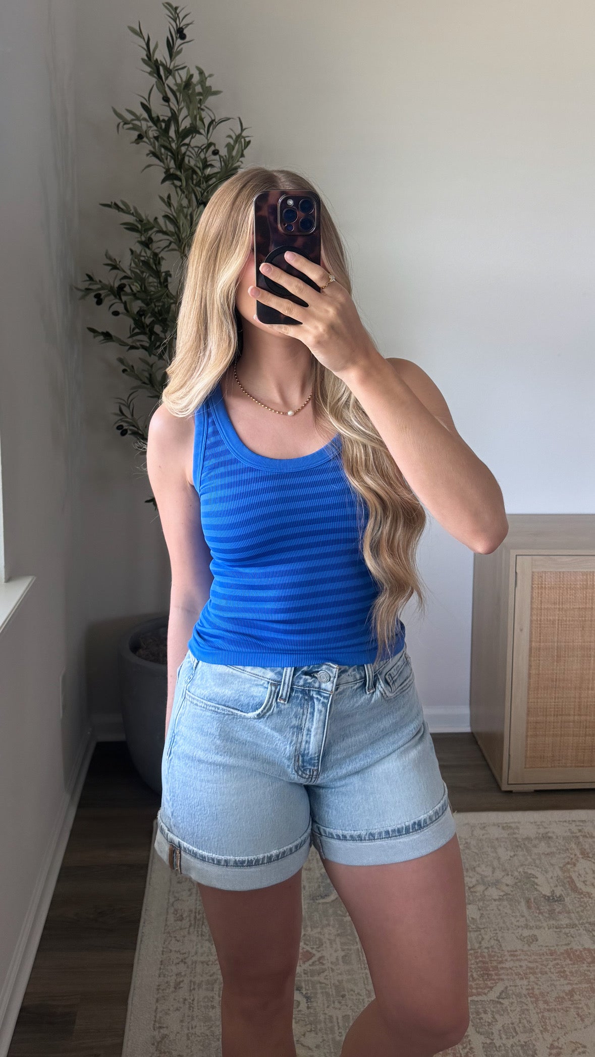 Beachside Striped Tank / Royal Blue