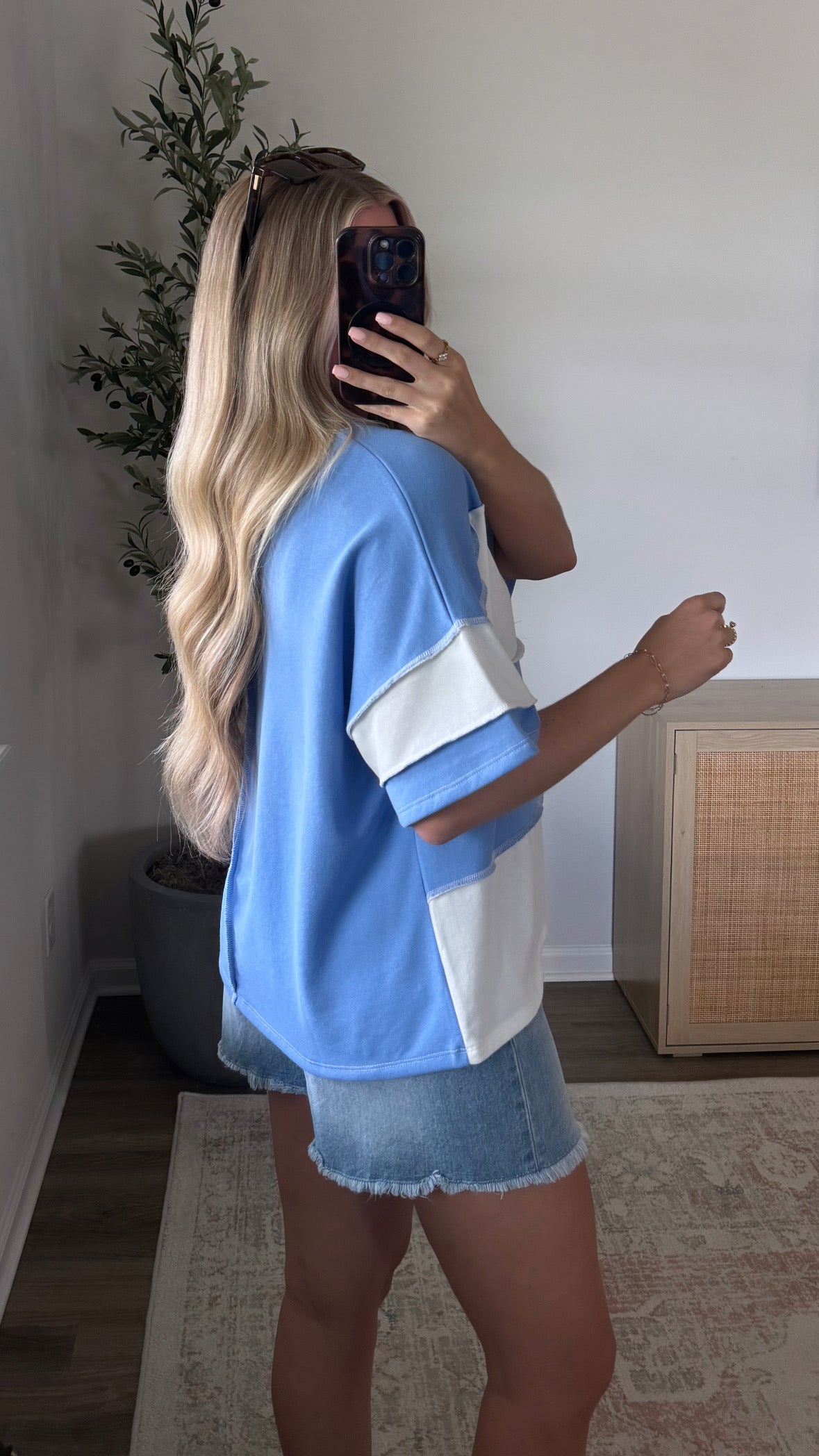 Oversized Colorblock Tee / Blue