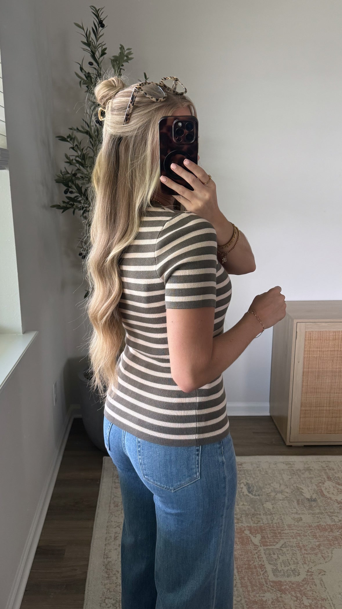 Harper Striped Knit Top / Olive